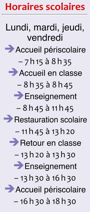 Horaires scolaires 