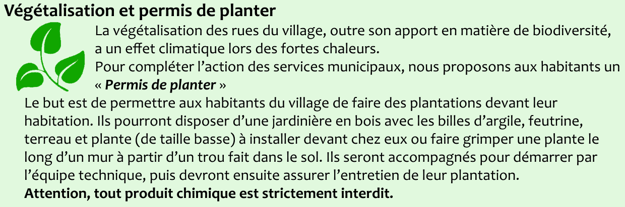 Végétalisation et permis de planter