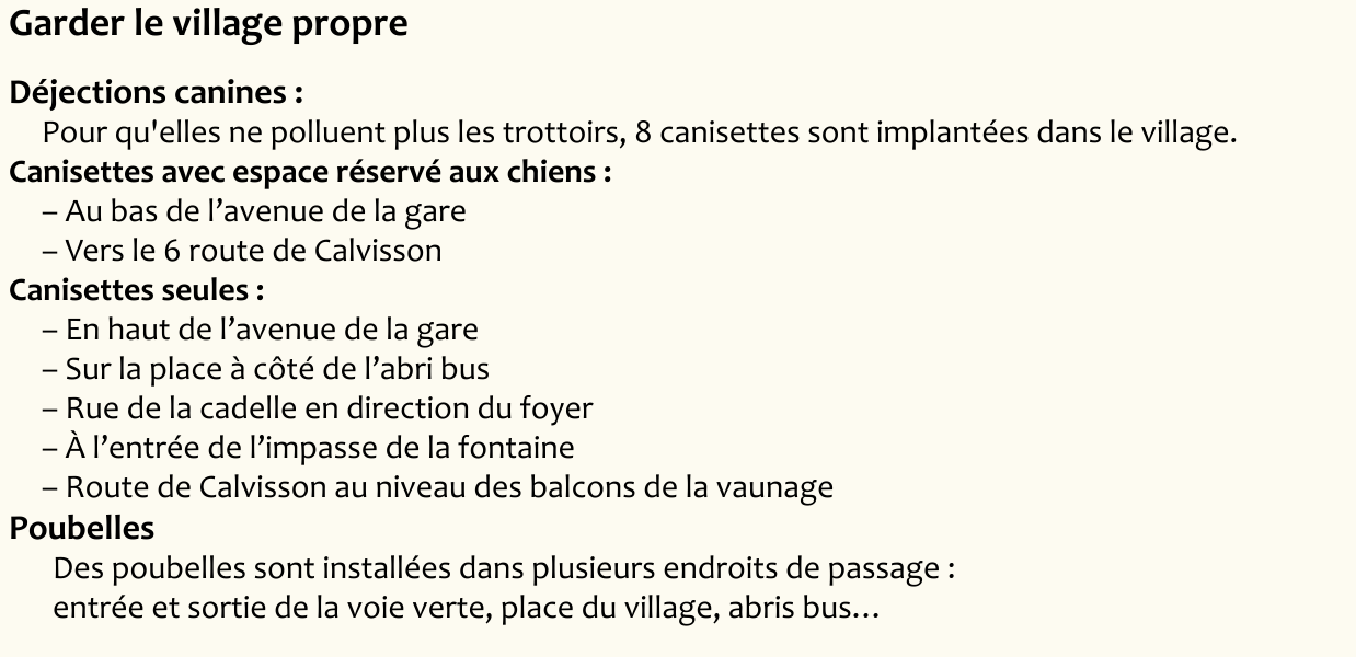 Garder le village propre