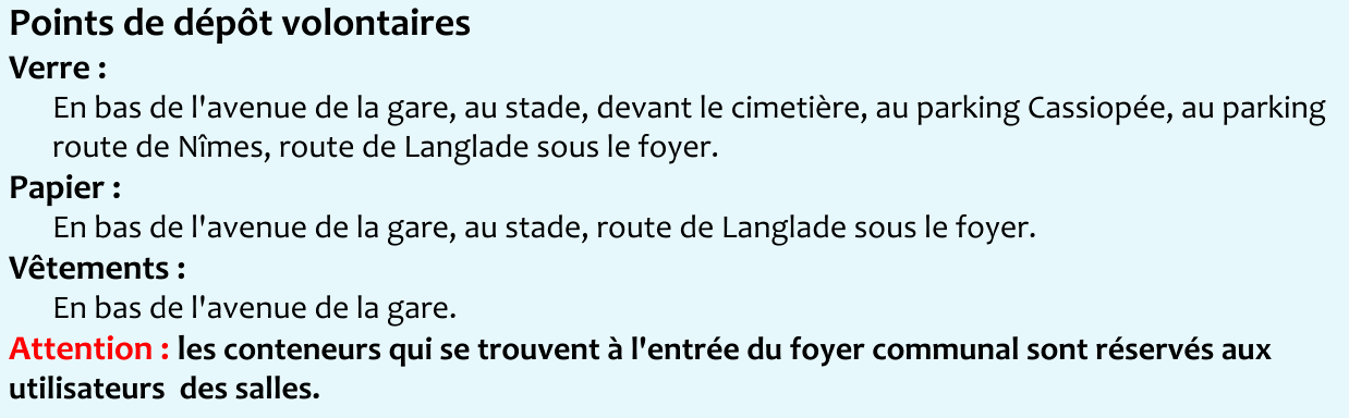 Points de dépôt volontaires