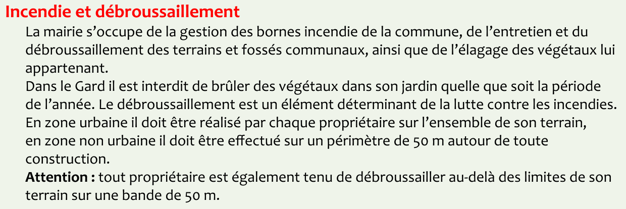 Incendie et débroussaillement
